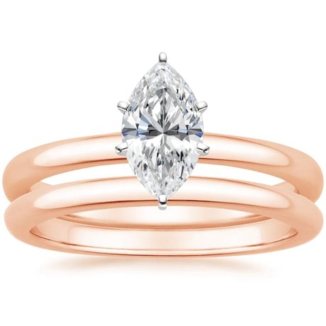 14K Rose Gold Six-Prong 2mm Comfort Fit Bridal Set