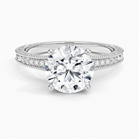 Platinum Hudson Engraved Diamond Ring