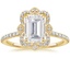 18K Yellow Gold Reina Halo Diamond Ring, smalltop view