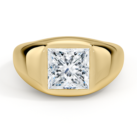 Flush Set Solitaire Diamond Dome Ring