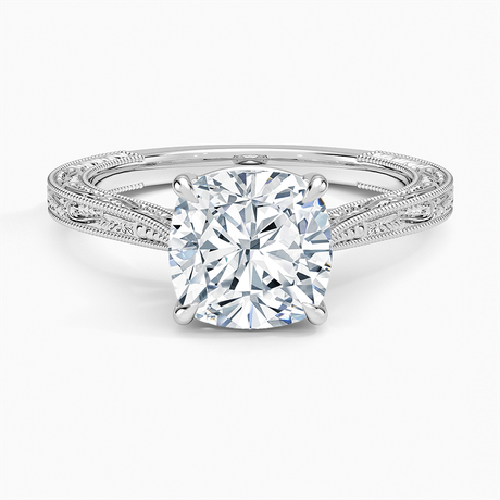 18K White Gold Elsie Engraved Ring