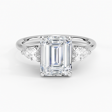 Platinum Trellis Three Stone Pear Diamond Ring
