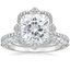 18KW Moissanite Reina Diamond Ring with Versailles Diamond Ring (3/8 ct. tw.), smalltop view
