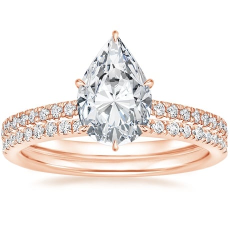 14K Rose Gold Petite Demi Diamond Ring with Ballad Diamond Ring