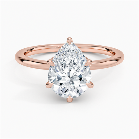 14K Rose Gold Petal Six Prong Diamond Ring