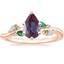 14K Rose Gold Arden Diamond Ring with Lab Emerald Accents, smalltop view