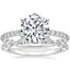18K White Gold Six Prong Petite Shared Prong Diamond Ring (1/5 ct. tw.) with Versailles Diamond Ring (3/8 ct. tw.)