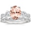 PT Morganite Three Stone Luxe Willow Diamond Ring with Luxe Winding Willow Diamond Ring, smalltop view