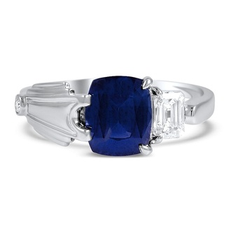 Custom Modern Sapphire and Diamond Engagement Ring