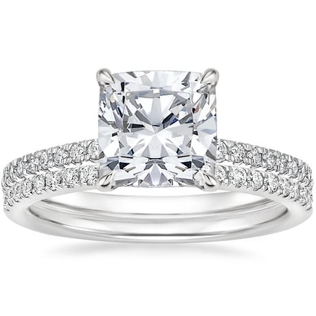 18K White Gold Petite Demi Diamond Ring with Ballad Diamond Ring