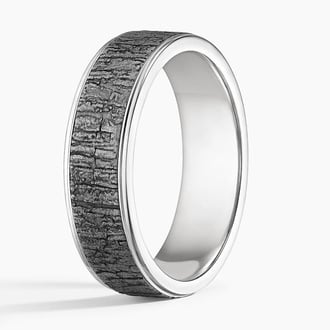 Alder 6.5mm Black Wedding Ring in 18K White Gold