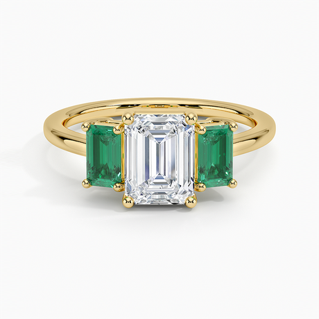 Luxe Rhiannon Three Stone Lab Emerald Ring