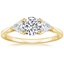 18K Yellow Gold Luxe Trillion Cut Three Stone Diamond Ring, smalltop view