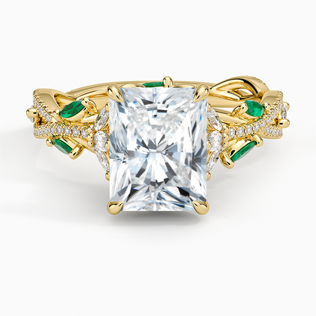 18K Yellow Gold Luxe Secret Garden Lab Emerald and Diamond Ring