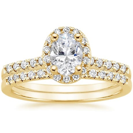 18K Yellow Gold Odessa Diamond Ring (1/5 ct. tw.) with Sonora Diamond Ring (1/8 ct. tw.)
