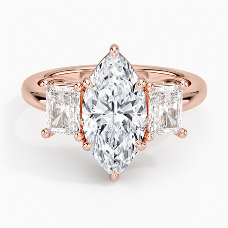 14K Rose Gold Luxe Helena Radiant-Cut Three Stone Diamond Ring