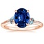 14K Rose Gold Camellia Indigo Milgrain Ring, smalltop view