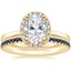 18K Yellow Gold French Halo Diamond Ring with Luxe Ballad Sapphire Ring