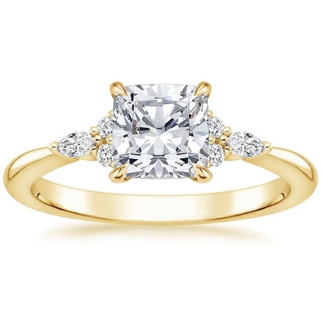 18K Yellow Gold Nadia Diamond Ring with Aria Contoured Diamond Ring