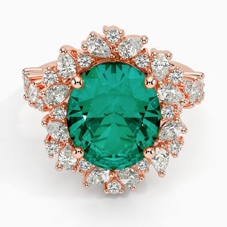 Olivetta Lab Emerald and Lab Diamond Cocktail Ring