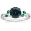 Platinum Willow Ring With Lab Emerald Accents, smalltop view