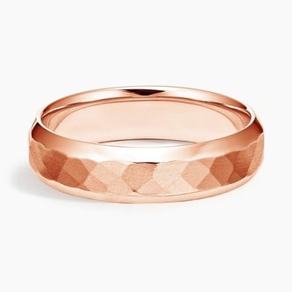 Canyon Beveled Edge Matte 5.5mm Wedding Ring in 14K Rose Gold