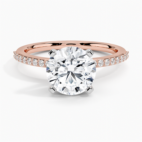 14K Rose Gold Delicate Shared Prong Diamond Ring