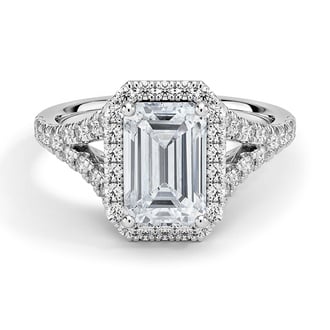 Custom Emerald-Cut Halo Diamond Ring