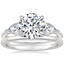 Platinum Luxe Opera Three Stone Diamond Ring with Petite Comfort Fit Wedding Ring