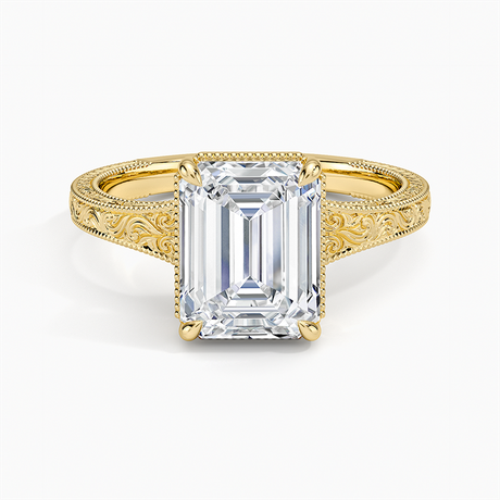 Tapered Elsie Engraved Solitaire Ring