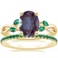 18K Yellow Gold Willow Ring With Lab Emerald Accents with Luxe Ballad Emerald Ring