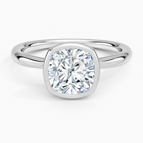 18K White Gold Freesia Bezel Solitaire Ring