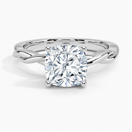 18K White Gold Twisted Vine Hidden Halo Diamond Ring