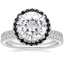 18KW Moissanite Waverly Diamond Ring with Black Diamond Accents with Luxe Ballad Diamond Ring, smalltop view