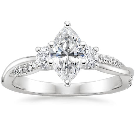 18K White Gold Three Stone Petite Twisted Vine Diamond Bridal Set (1/2 ct. tw.)