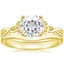 18K Yellow Gold Entwined Celtic Love Knot Ring with Petite Curved Wedding Ring