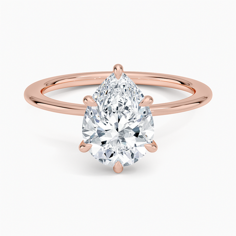 14K Rose Gold Petite Secret Halo Diamond Ring
