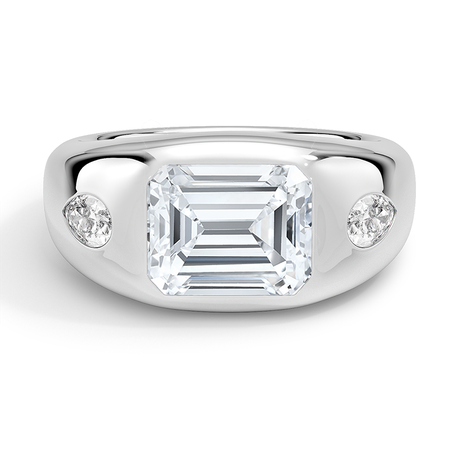 Platinum Sloane Flush Set Three Stone Diamond Dome Ring
