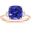 14K Rose Gold Sonata Three Stone Diamond Ring, smalltop view