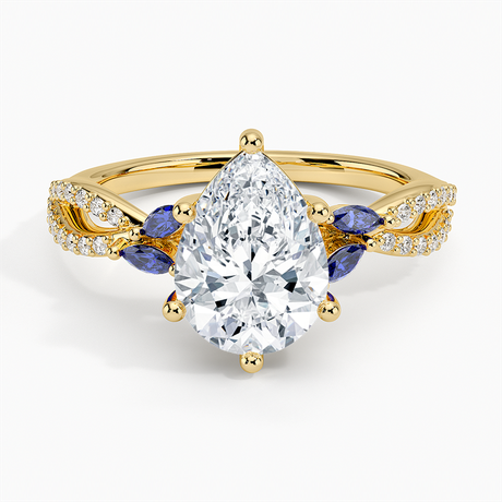 18K Yellow Gold Luxe Willow Sapphire and Diamond Ring (1/8 ct. tw.)