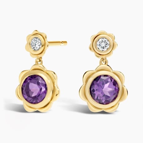 Amethyst and Carbon Capture Lab Diamond Flower Earrings