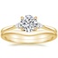 18K Yellow Gold Aria Diamond Ring with Petite Curved Wedding Ring
