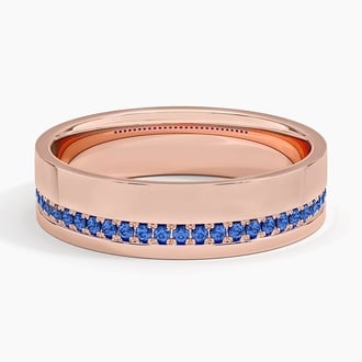 Austin Sapphire 5.5mm Wedding Ring in 14K Rose Gold