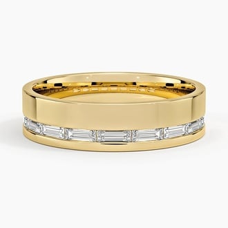 Austin Baguette Lab Diamond 5.5mm Wedding Ring in 18K Yellow Gold