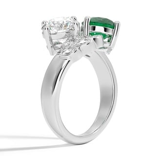 Custom Bypass Lab Emerald and Lab Diamond Ring