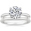 18K White Gold Freesia Ring with Petite Comfort Fit Wedding Ring