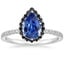 18K White Gold Waverly Halo Diamond Ring with Black Diamond Accents, smalltop view