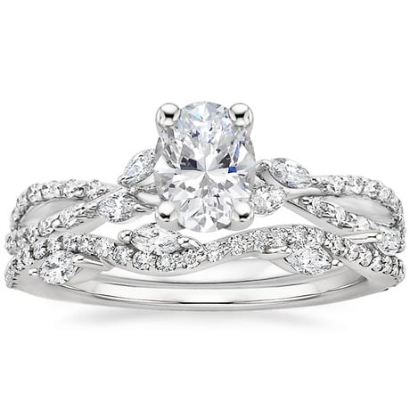18K White Gold Luxe Willow Diamond Ring (1/4 ct. tw.) with Luxe Winding Willow Diamond Ring (1/4 ct. tw.)