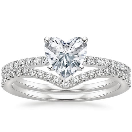 18K White Gold Ballad Diamond Ring (1/8 ct. tw.) with Flair Diamond Ring (1/6 ct. tw.)