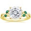 18K Yellow Gold Willow Ring With Lab Emerald Accents, smalltop view